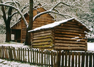 mountains, winter, Tennessee, cabin, National Park - desktop wallpaper