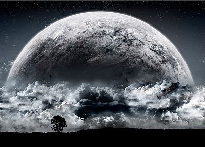 outer space, skylines, planets, Moon - random desktop wallpaper
