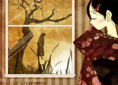 Sayonara Zetsubou Sensei, Itoshiki Nozomu, Fuura Kafuka, Japanese clothes - random desktop wallpaper