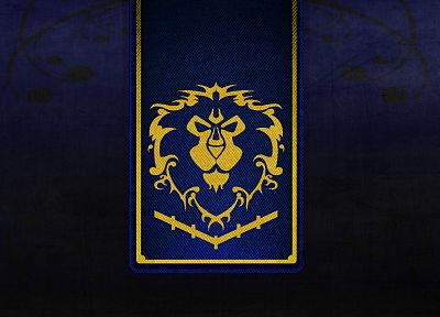 black, World of Warcraft, gold, textures, lions, Alliance, crests - random desktop wallpaper