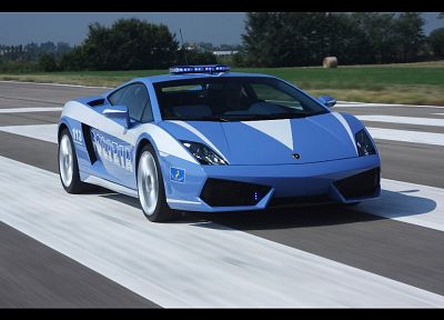 cars, police, vehicles, Lamborghini Gallardo, italian cars, front angle view - random desktop wallpaper