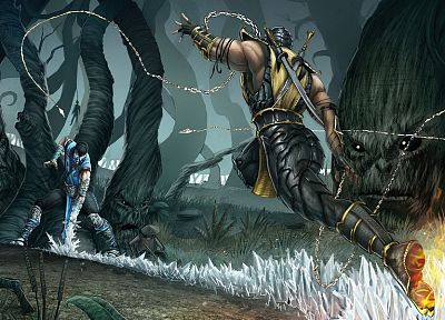 scorpion, Mortal Kombat, anime, Sub-Zero - random desktop wallpaper