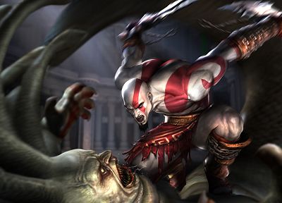 Medusa, God of War, Kratos - random desktop wallpaper
