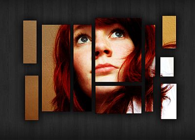 women, redheads, panels - duplicate desktop wallpaper