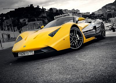 cars, supercars, selective coloring, Marussia, Marussia B1, russian cars - related desktop wallpaper