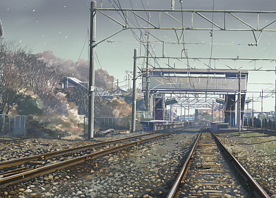 Makoto Shinkai, railroad tracks, 5 Centimeters Per Second - random desktop wallpaper