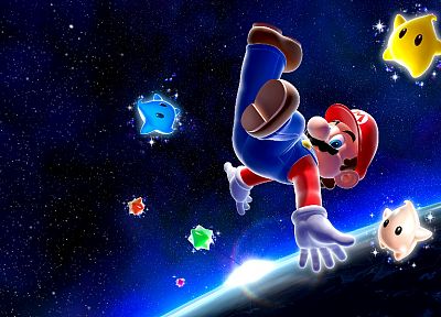 galaxies, Mario, Super Mario - duplicate desktop wallpaper