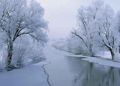 ice, landscapes, snow, white, rivers - desktop wallpaper