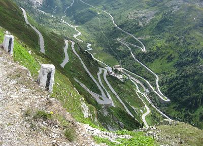 mountains, valleys, roads, Switzerland, Grimsel Pass - random desktop wallpaper