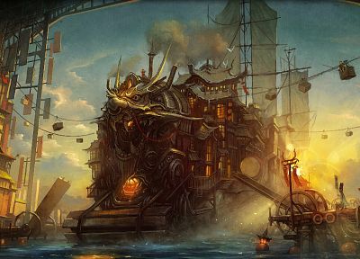 steampunk, fantasy art, Asians, artwork - desktop wallpaper