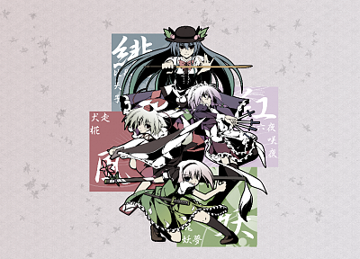 Touhou, Izayoi Sakuya, Konpaku Youmu, animal ears, Inubashiri Momiji, Hinanawi Tenshi - random desktop wallpaper