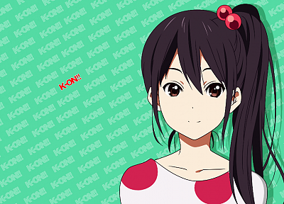 K-ON!, anime, anime girls, green background, side ponytail - random desktop wallpaper