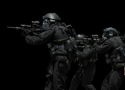 rifles, soldiers, black, guns, gear, helmet, SWAT, gas masks, Commando, Australian Military - random desktop wallpaper