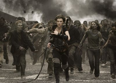 brunettes, women, movies, actress, Resident Evil, zombies, models, Milla Jovovich - related desktop wallpaper