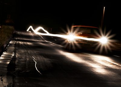 night, cars, roads - duplicate desktop wallpaper