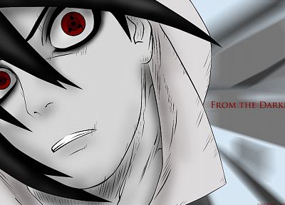 Uchiha Sasuke, Naruto: Shippuden, Sharingan, selective coloring - random desktop wallpaper