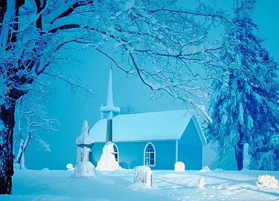 winter, churches - desktop wallpaper