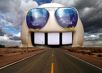 funny, highways, sunglasses, photo manipulation - desktop wallpaper
