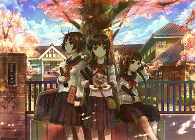 school uniforms, anime, manga, Fuji Choko, sailor uniforms - related desktop wallpaper