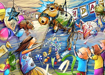 party, horses, children - random desktop wallpaper