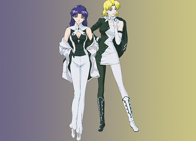 Neon Genesis Evangelion, Katsuragi Misato, Ritsuko Akagi, anime - desktop wallpaper
