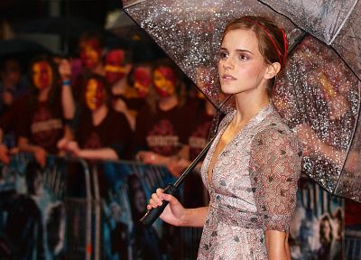 Emma Watson, umbrellas - desktop wallpaper