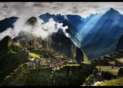 mountains, clouds, landscapes, nature, buildings, Machu Picchu, HDR photography - desktop wallpaper
