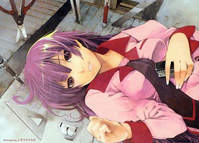 school uniforms, Bakemonogatari, Senjougahara Hitagi, anime girls, Monogatari series - related desktop wallpaper