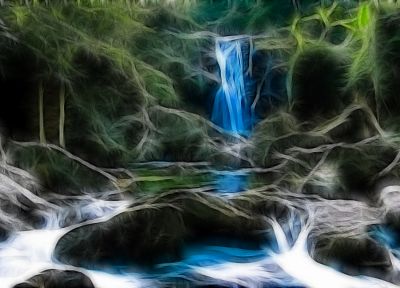 landscapes, nature, Fractalius, waterfalls - desktop wallpaper