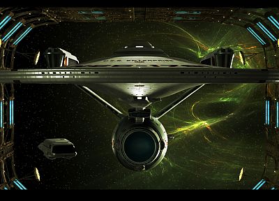 outer space, dock, Star Trek, nebulae, USS Enterprise - random desktop wallpaper