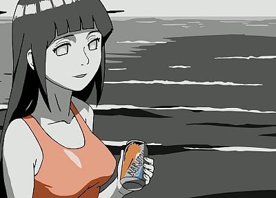 Naruto: Shippuden, Hyuuga Hinata, selective coloring - duplicate desktop wallpaper