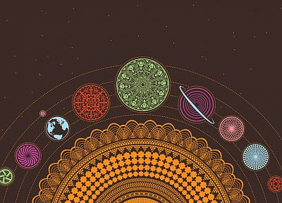 Solar System, planets, Earth, psychedelic, scheme, chakra, esoteric - related desktop wallpaper