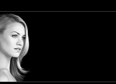 blondes, women, actress, celebrity, Yvonne Strahovski, monochrome - related desktop wallpaper