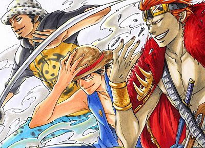 One Piece (anime), Eustass Kid, Monkey D Luffy, Trafalgar Law - duplicate desktop wallpaper