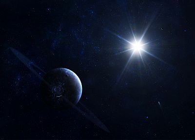 outer space, stars, planets, rings - duplicate desktop wallpaper