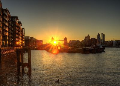 sunset, cityscapes, architecture, skyscrapers, Tower Bridge - random desktop wallpaper