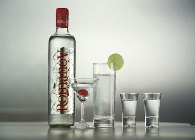 vodka, bottles, alcohol, liquor, gray background - related desktop wallpaper