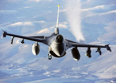 aircraft, F-16 Fighting Falcon, contrails - random desktop wallpaper