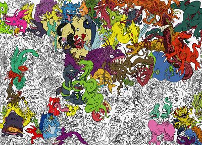 monsters, drawings - duplicate desktop wallpaper