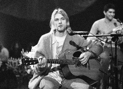 Nirvana, Kurt Cobain, monochrome, concert - desktop wallpaper