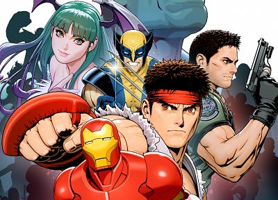 Iron Man, Wolverine, Marvel vs Capcom 3 - duplicate desktop wallpaper