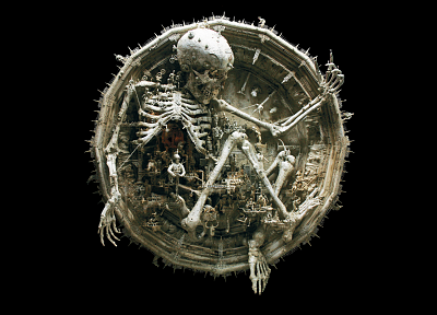 sculptures, skeletons, kris kuksi, black background - desktop wallpaper