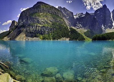 mountains, landscapes, nature, cliffs, Moraine Lake - desktop wallpaper