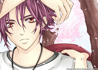 DeviantART, purple hair, pink hair, anime boys, flower petals - random desktop wallpaper
