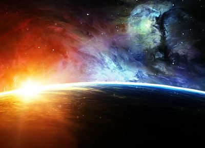 outer space, planets, sunlight - duplicate desktop wallpaper
