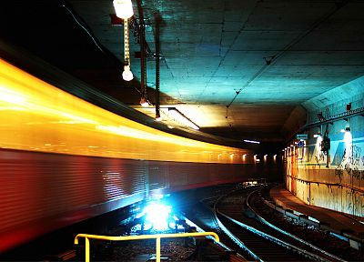 subway, tunnels, railroad tracks, long exposure - random desktop wallpaper