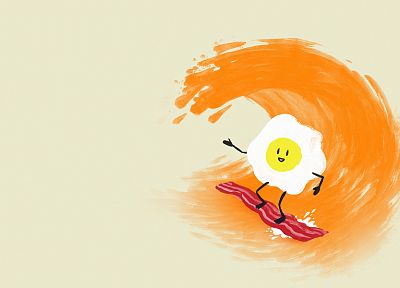 eggs, waves, orange, surfing, bacon - duplicate desktop wallpaper