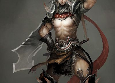 weapons, fantasy art, armor, artwork, simple background, swordman - random desktop wallpaper