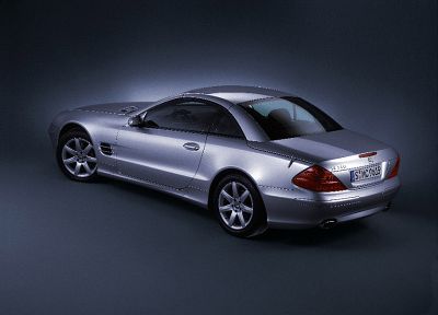 cars, silver, vehicles, Mercedes-Benz SL 350, Mercedes-Benz, rear angle view - random desktop wallpaper