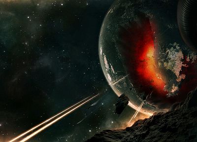 stars, explosions, planets - duplicate desktop wallpaper